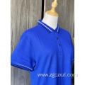 Blue cotton short-sleeve POLO shirt